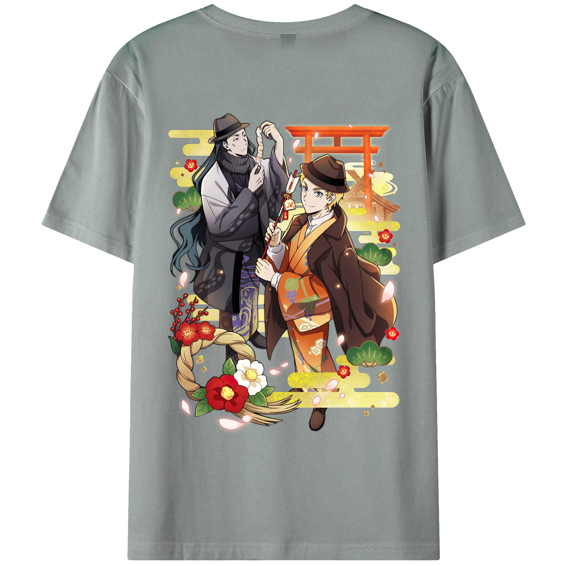 （画像用） 文豪ストレイドッグス Bungo Stray Dogs 綿100％ メンズ半袖Tシャツ（バックプリント） 通気性